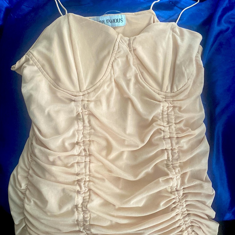 Nude ruched dress
